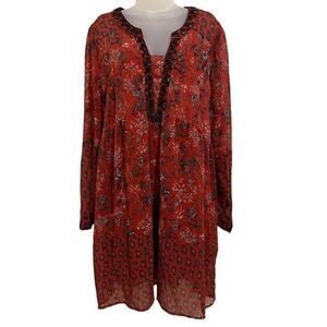 Knox Rose Dark Fall Floral Layered Flowy Boho Hippie Summer Sun Midi Dress